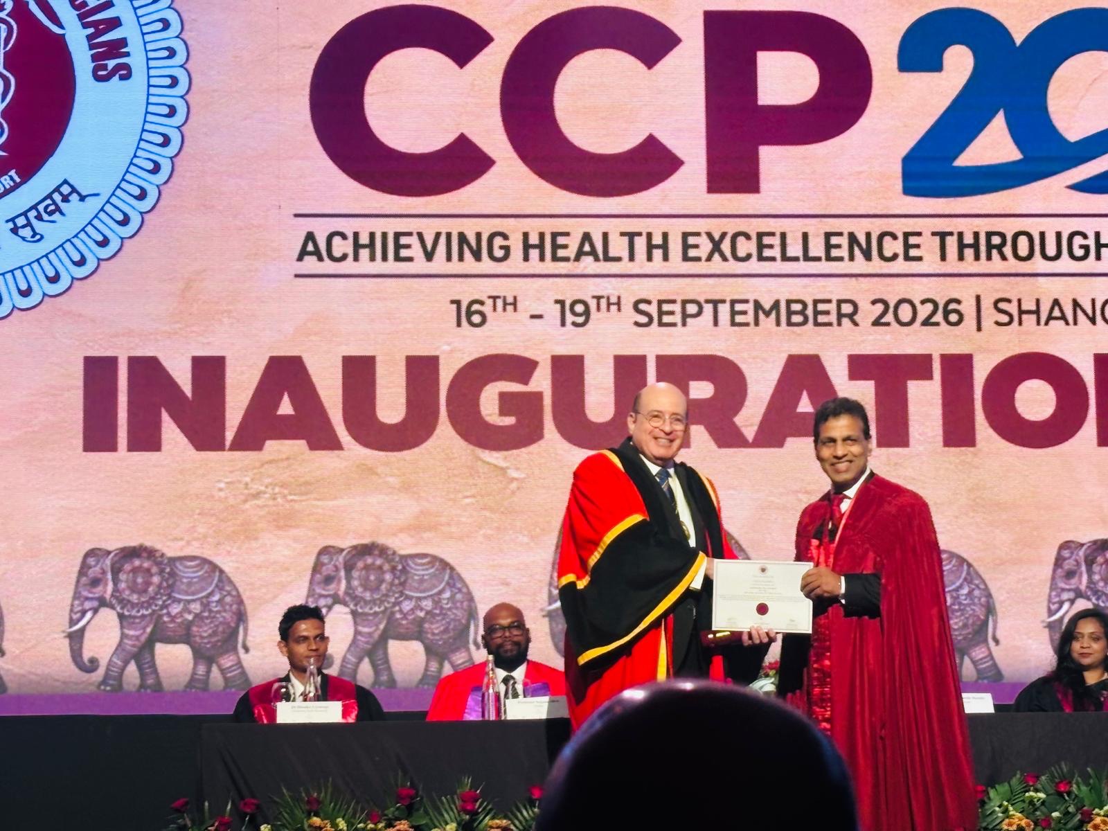 President Professor Hany Eteiba receives Honorary Fellowship from Ceylon College of Physicians 